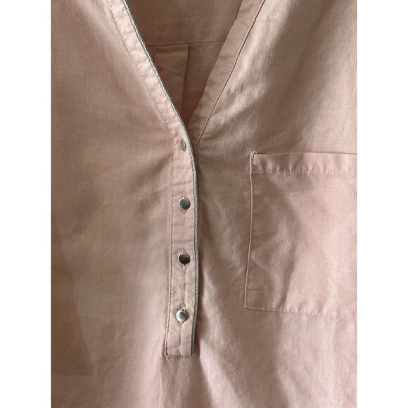 Violeta by Mango M Pink Blouse Top Pullover Short Sleeve Career - Picture 3 of 7